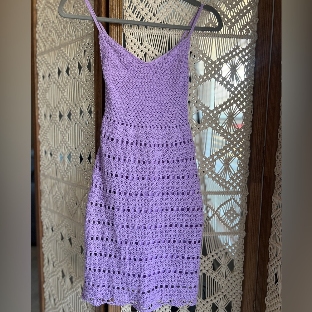 Lulu's Lavender Crochet Mini Dress